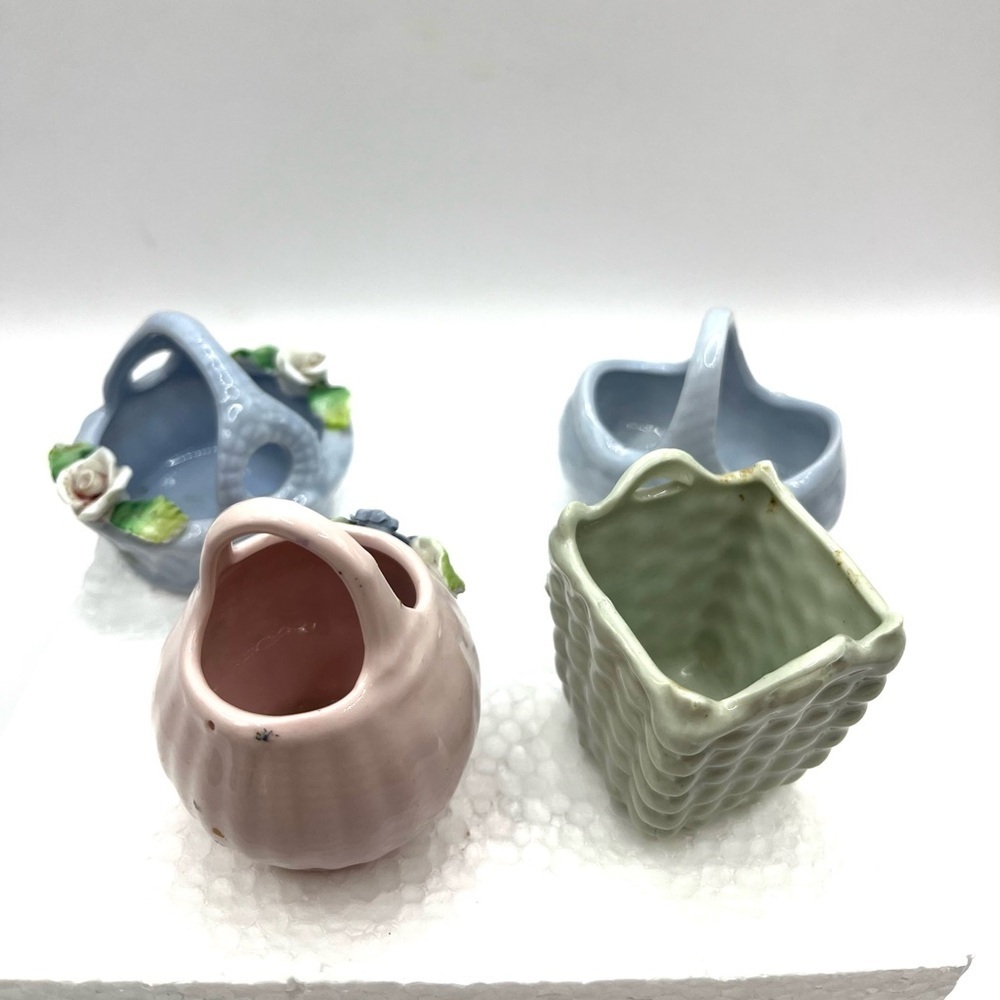 Elfinware Vintage Porcelain Baskets Vase Made In Germany Floral Mini 2” - 2.5” - Picture 5 of 14